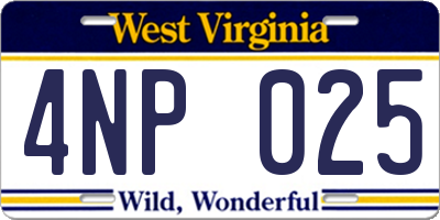 WV license plate 4NP025