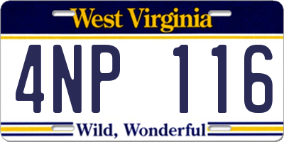 WV license plate 4NP116