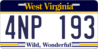 WV license plate 4NP193