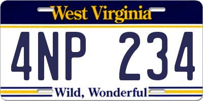 WV license plate 4NP234