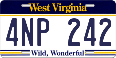 WV license plate 4NP242