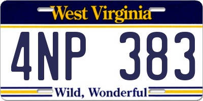 WV license plate 4NP383