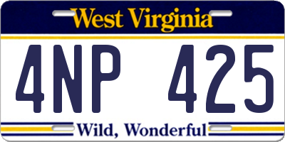 WV license plate 4NP425