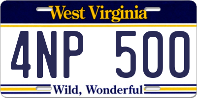 WV license plate 4NP500