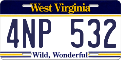 WV license plate 4NP532