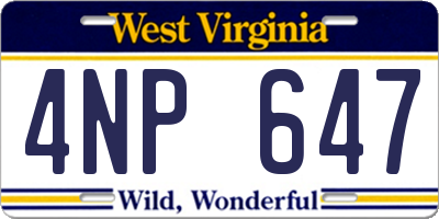 WV license plate 4NP647