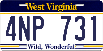 WV license plate 4NP731