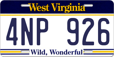 WV license plate 4NP926