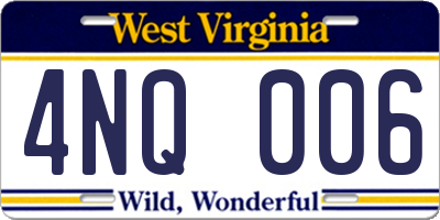 WV license plate 4NQ006