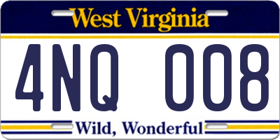 WV license plate 4NQ008