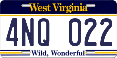 WV license plate 4NQ022