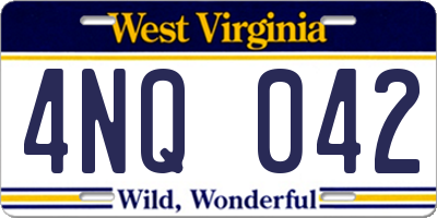 WV license plate 4NQ042
