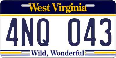 WV license plate 4NQ043