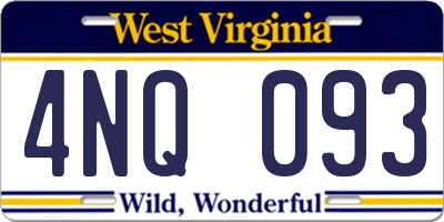 WV license plate 4NQ093