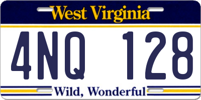 WV license plate 4NQ128
