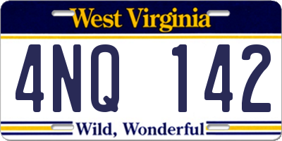 WV license plate 4NQ142