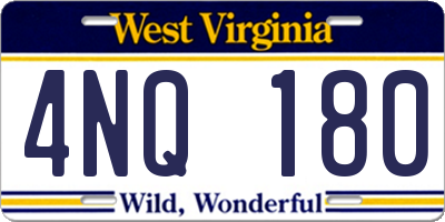 WV license plate 4NQ180