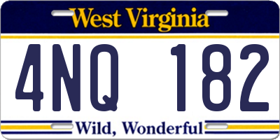 WV license plate 4NQ182