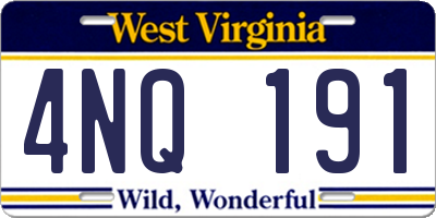 WV license plate 4NQ191