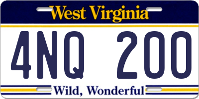 WV license plate 4NQ200