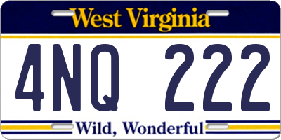 WV license plate 4NQ222