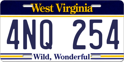 WV license plate 4NQ254