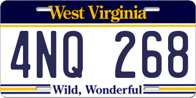 WV license plate 4NQ268