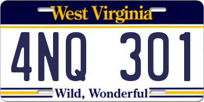 WV license plate 4NQ301