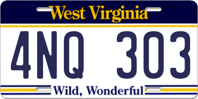 WV license plate 4NQ303