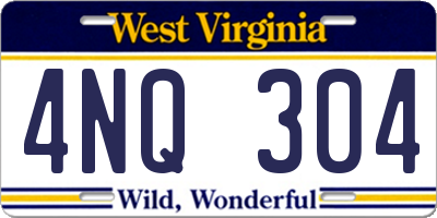 WV license plate 4NQ304