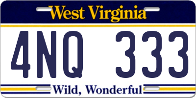 WV license plate 4NQ333
