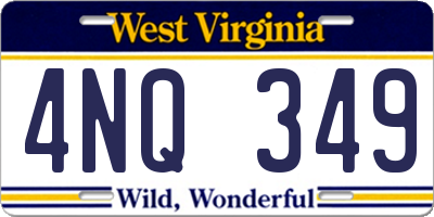 WV license plate 4NQ349