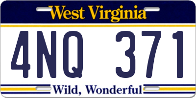 WV license plate 4NQ371
