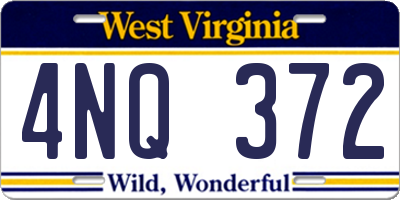 WV license plate 4NQ372