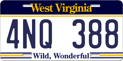 WV license plate 4NQ388