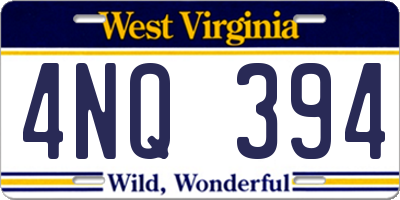WV license plate 4NQ394