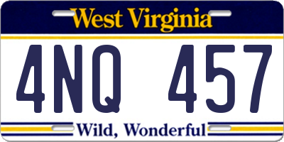 WV license plate 4NQ457