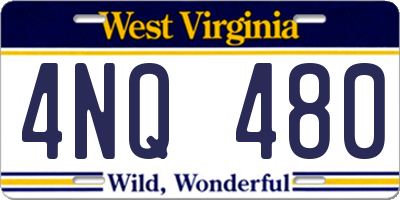 WV license plate 4NQ480