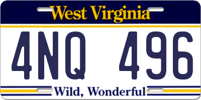WV license plate 4NQ496