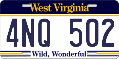 WV license plate 4NQ502
