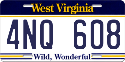 WV license plate 4NQ608