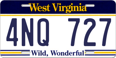 WV license plate 4NQ727