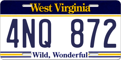 WV license plate 4NQ872