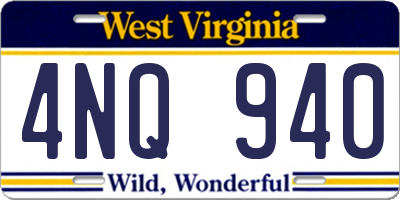 WV license plate 4NQ940