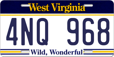 WV license plate 4NQ968