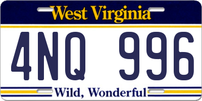 WV license plate 4NQ996