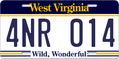 WV license plate 4NR014