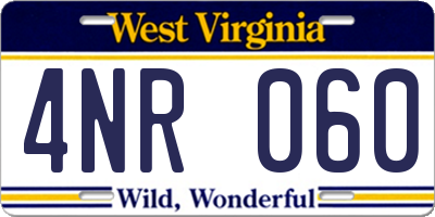 WV license plate 4NR060