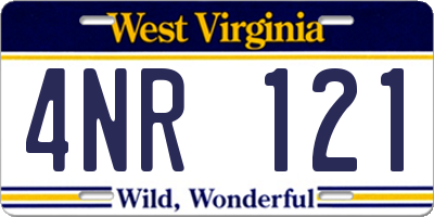 WV license plate 4NR121