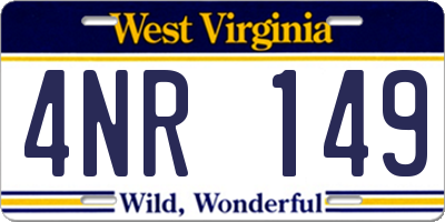 WV license plate 4NR149